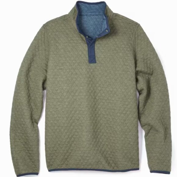 🆕 Marine Layer Quilted Corbet Reversible Pullover Men's SMALL Navy /Olive - Picture 1 of 5